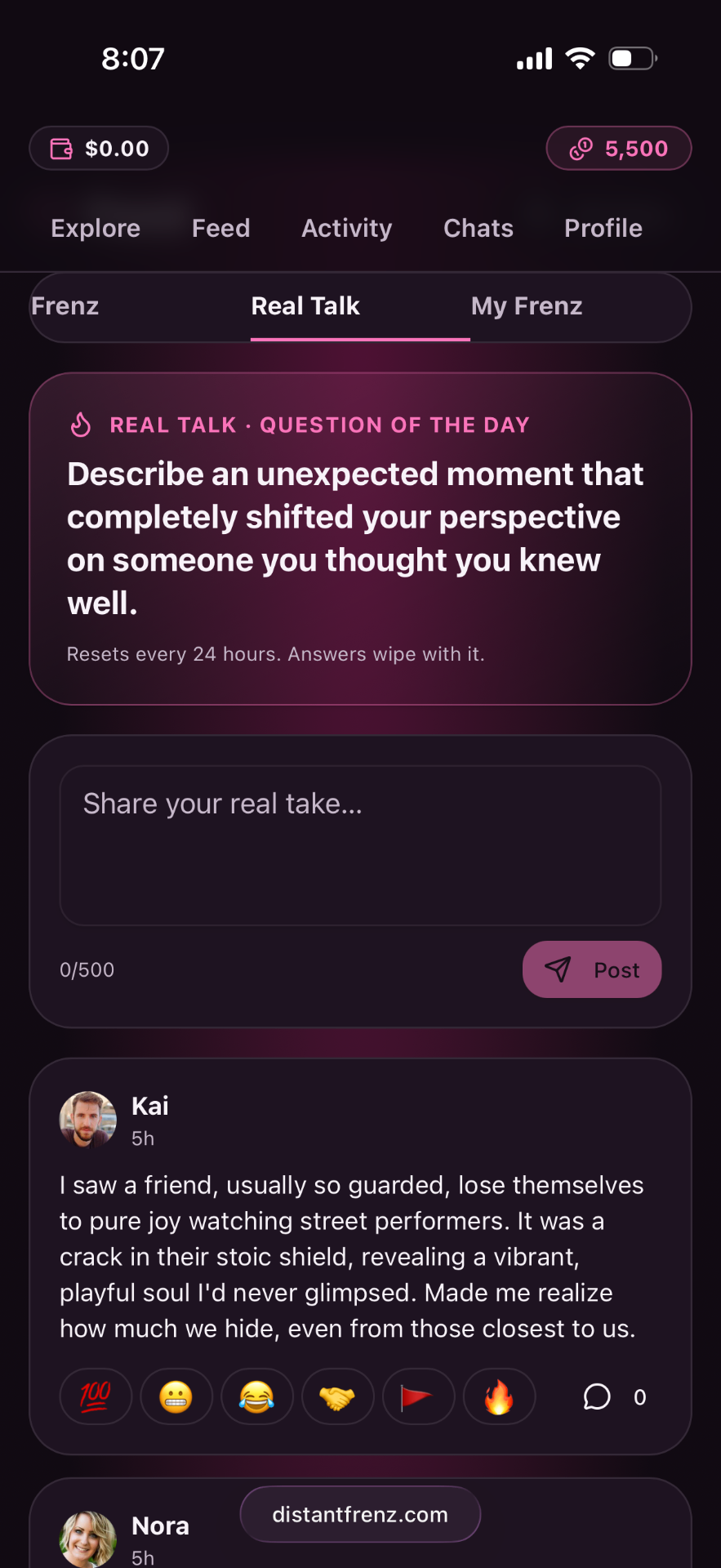 DistantFrenz Real Talk question of the day
