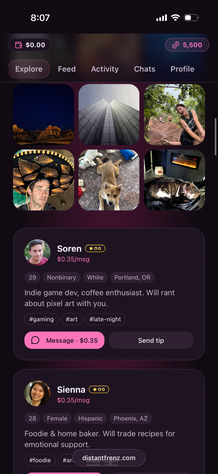 Explore profiles